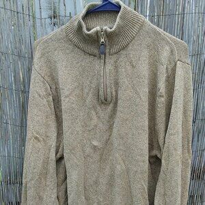 Croft & Barrow Men's Tan Quarter Zip Long Sleeve Sweater Pullover - M